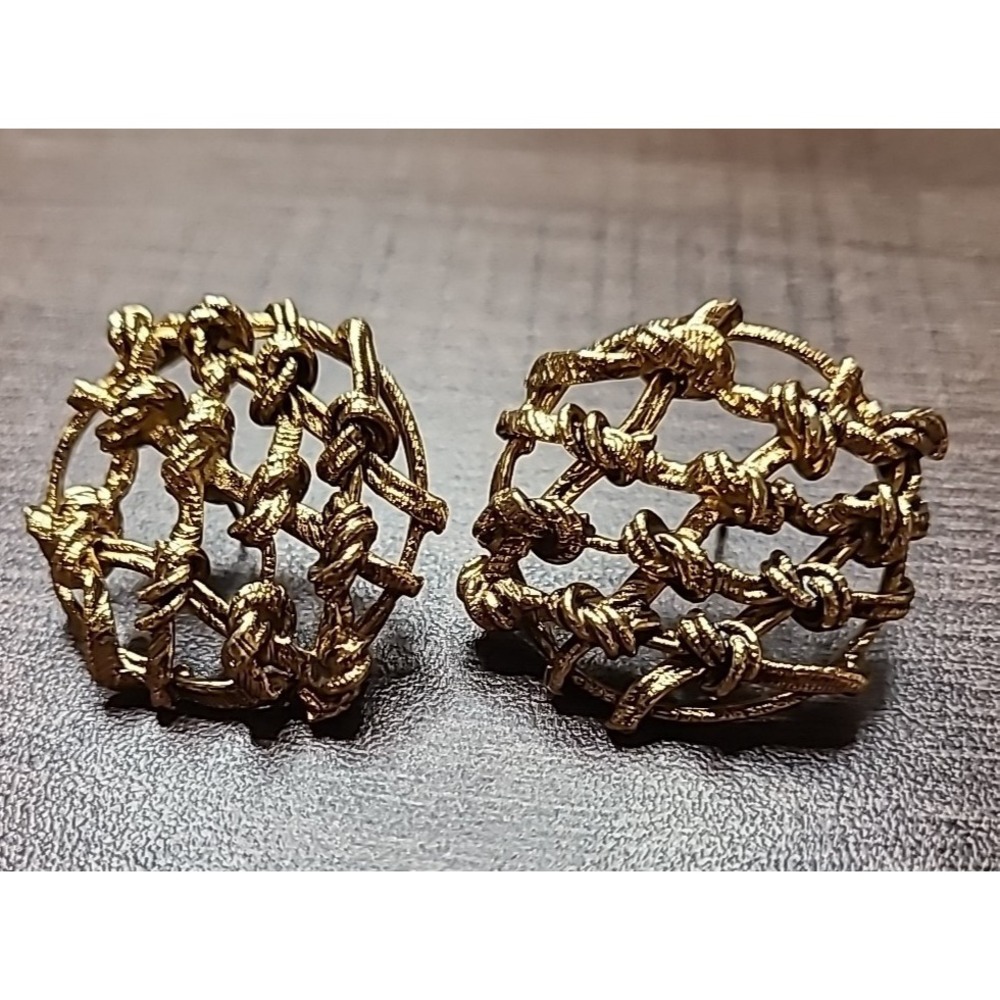 Gold‎ Knot Stud Earrings Unique Design Statement Jewelry Pre-Owned